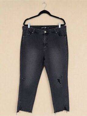 Simply Be Black Distressed Skinny Jeans